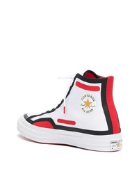 Мужские белые кожаные высокие кеды с принтом от Converse