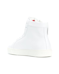 Мужские белые кожаные высокие кеды с принтом от Philipp Plein
