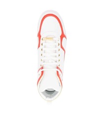 Мужские белые кожаные высокие кеды с принтом от Roberto Cavalli