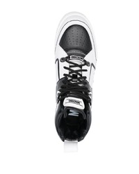 Мужские белые кожаные высокие кеды с принтом от Moschino