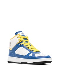 Мужские белые кожаные высокие кеды с принтом от Roberto Cavalli