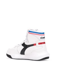 Мужские белые кожаные высокие кеды с принтом от Diadora