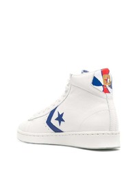 Мужские белые кожаные высокие кеды с принтом от Converse