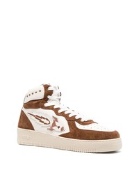 Мужские белые кожаные высокие кеды с принтом от Enterprise Japan