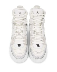 Мужские белые кожаные высокие кеды с шипами от Philipp Plein