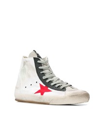 Мужские белые кожаные высокие кеды со звездами от Golden Goose