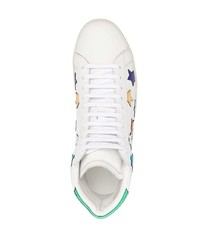 Мужские белые кожаные высокие кеды со звездами от Saint Laurent