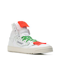 Мужские белые кожаные высокие кеды от Off-White