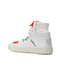 Мужские белые кожаные высокие кеды от Off-White