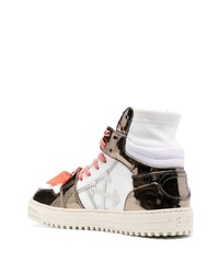 Мужские белые кожаные высокие кеды от Off-White