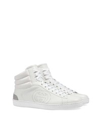 Мужские белые кожаные высокие кеды от Gucci