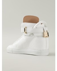 Женские белые кожаные высокие кеды от Buscemi