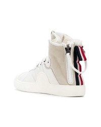 Женские белые кожаные высокие кеды от Moncler