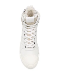 Женские белые кожаные высокие кеды от Moncler