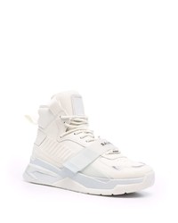 Мужские белые кожаные высокие кеды от Balmain