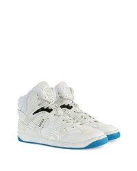 Мужские белые кожаные высокие кеды от Gucci