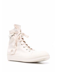 Мужские белые кожаные высокие кеды от Rick Owens DRKSHDW