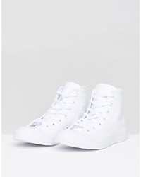 Женские белые кожаные высокие кеды от Converse