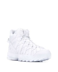 Мужские белые кожаные высокие кеды от Fila