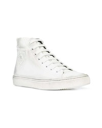 Женские белые кожаные высокие кеды от Saint Laurent