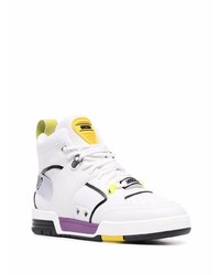 Мужские белые кожаные высокие кеды от Moschino