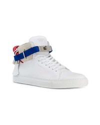 Мужские белые кожаные высокие кеды от Buscemi