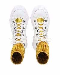 Мужские белые кожаные высокие кеды от Dolce & Gabbana