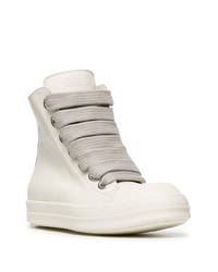 Мужские белые кожаные высокие кеды от Rick Owens