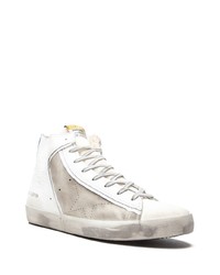 Мужские белые кожаные высокие кеды от Golden Goose