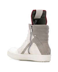 Мужские белые кожаные высокие кеды от Rick Owens