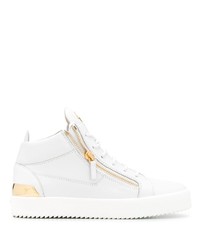 Мужские белые кожаные высокие кеды от Giuseppe Zanotti