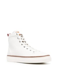 Мужские белые кожаные высокие кеды от Bally