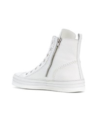 Мужские белые кожаные высокие кеды от Ann Demeulemeester