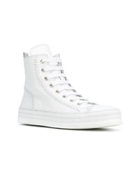 Мужские белые кожаные высокие кеды от Ann Demeulemeester