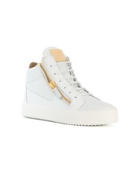 Женские белые кожаные высокие кеды от Giuseppe Zanotti Design