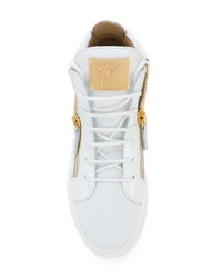 Женские белые кожаные высокие кеды от Giuseppe Zanotti Design