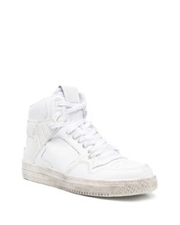 Мужские белые кожаные высокие кеды от Philippe Model Paris