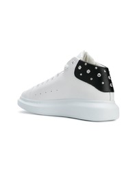 Мужские белые кожаные высокие кеды от Alexander McQueen
