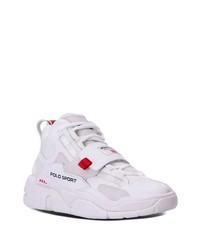 Мужские белые кожаные высокие кеды от Polo Ralph Lauren