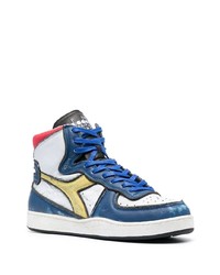 Мужские белые кожаные высокие кеды от Diadora