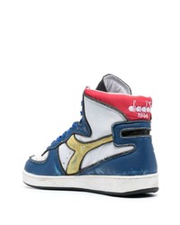 Мужские белые кожаные высокие кеды от Diadora