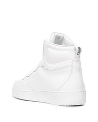 Мужские белые кожаные высокие кеды от Roberto Cavalli