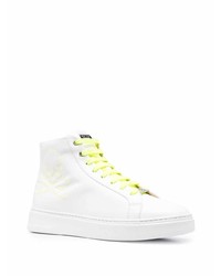 Мужские белые кожаные высокие кеды от Philipp Plein