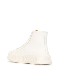 Мужские белые кожаные высокие кеды от Jil Sander