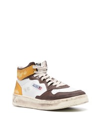 Мужские белые кожаные высокие кеды от AUTRY