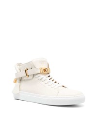 Мужские белые кожаные высокие кеды от Buscemi