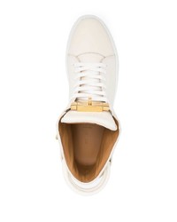 Мужские белые кожаные высокие кеды от Buscemi