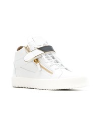 Мужские белые кожаные высокие кеды от Giuseppe Zanotti Design