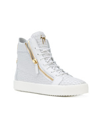 Мужские белые кожаные высокие кеды от Giuseppe Zanotti Design