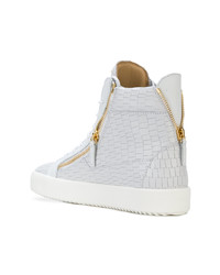 Мужские белые кожаные высокие кеды от Giuseppe Zanotti Design